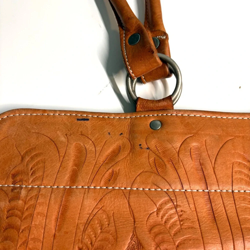 Sereno Women's‎ Orange Brown Leather Shoulder Tote